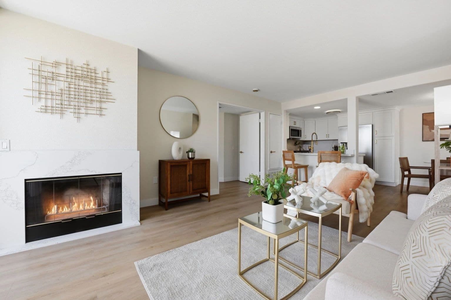 Coastal home interior prepared for 3D scanning and accurate remodel estimating